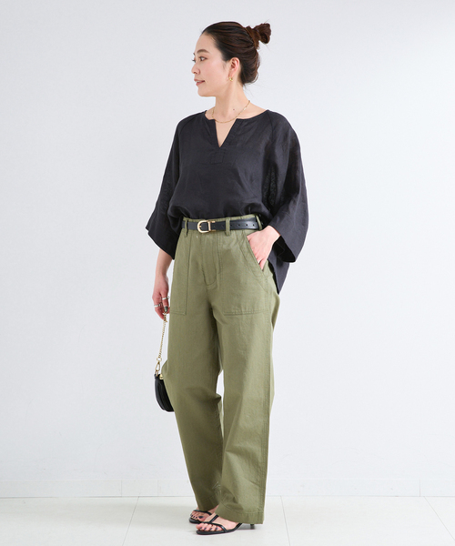 B.C STOCK(ベーセーストック)の「《追加》手洗い可 / フレンチリネンワイドスキッパーブラウス(シャツ/ブラウス・レディース・オレンジ/ホワイト/ブラック/ライトブルー・FREE)」の11枚目の写真
