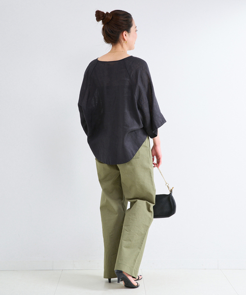 B.C STOCK(ベーセーストック)の「《追加》手洗い可 / フレンチリネンワイドスキッパーブラウス(シャツ/ブラウス・レディース・オレンジ/ホワイト/ブラック/ライトブルー・FREE)」の13枚目の写真