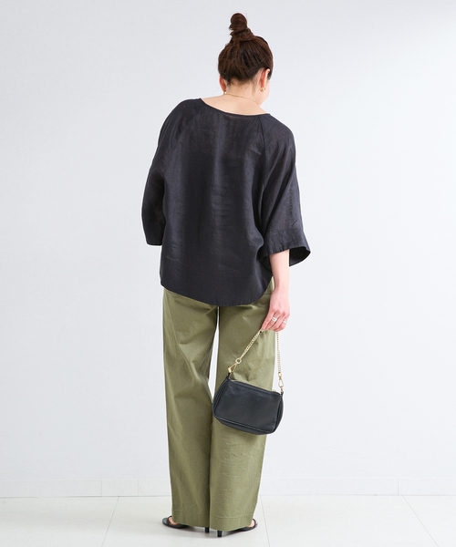 B.C STOCK(ベーセーストック)の「《追加》手洗い可 / フレンチリネンワイドスキッパーブラウス(シャツ/ブラウス・レディース・オレンジ/ホワイト/ブラック/ライトブルー・FREE)」の14枚目の写真