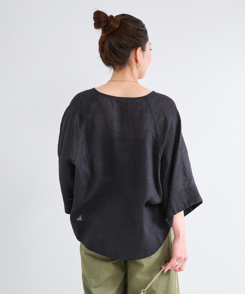 B.C STOCK(ベーセーストック)の「《追加》手洗い可 / フレンチリネンワイドスキッパーブラウス(シャツ/ブラウス・レディース・オレンジ/ホワイト/ブラック/ライトブルー・FREE)」の17枚目の写真