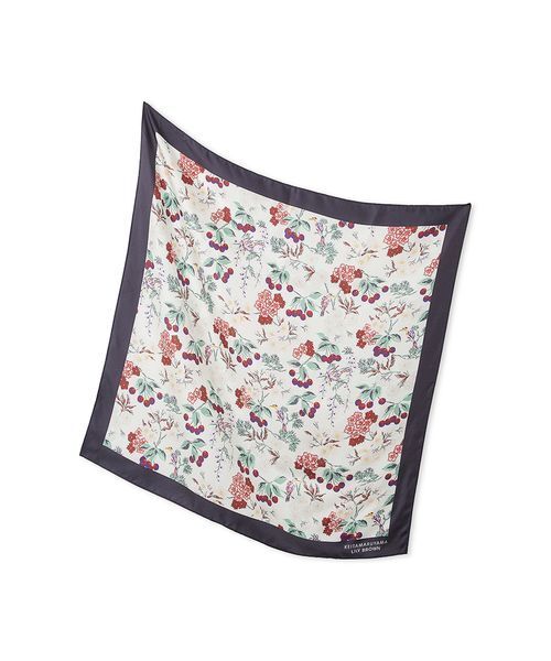 LILY BROWN（リリーブラウン）の「【LILY BROWN×KEITA MARUYAMA】ボタニカルチェリー柄シルクスカーフ（バンダナ/スカーフ・レディース・ネイビー/ブルー/ホワイト・F）」の14枚目の写真