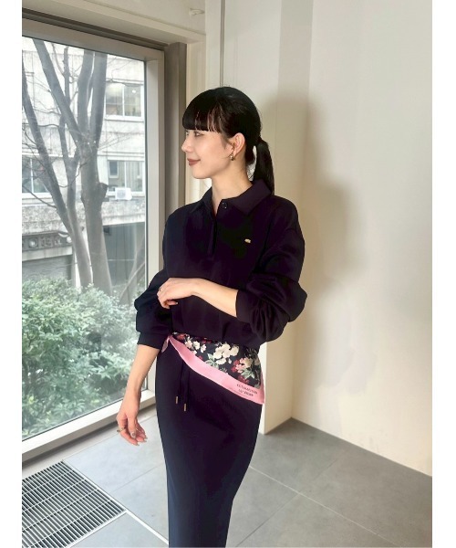 LILY BROWN（リリーブラウン）の「【LILY BROWN×KEITA MARUYAMA】ボタニカルチェリー柄シルクスカーフ（バンダナ/スカーフ・レディース・ネイビー/ブルー/ホワイト・F）」の10枚目の写真