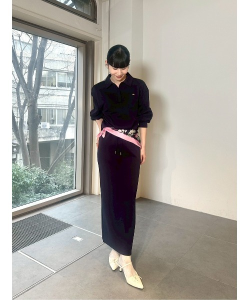 LILY BROWN（リリーブラウン）の「【LILY BROWN×KEITA MARUYAMA】ボタニカルチェリー柄シルクスカーフ（バンダナ/スカーフ・レディース・ネイビー/ブルー/ホワイト・F）」の11枚目の写真