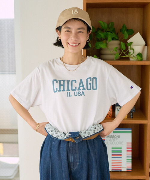 FREAK'S STORE  Champion/チャンピオン Champion × FREAK'S STORE/チャンピオン 別注 ロゴ 半袖Tシャツ（T