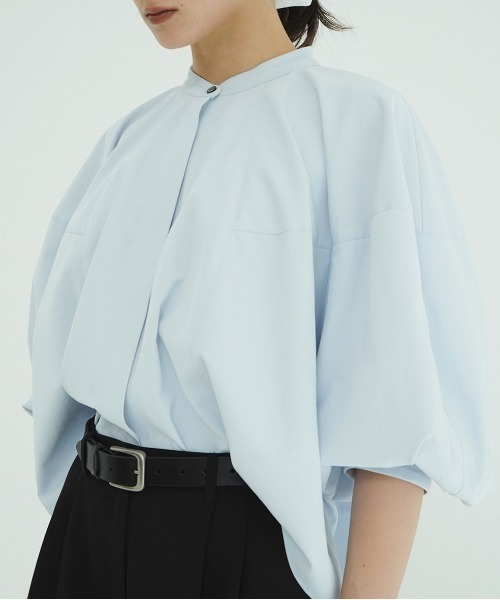 CLANE（クラネ）の「VOLUME SELEEVE STAND NECK SHIRTS（シャツ/ブラウス・レディース・ホワイト/サックスブルー・1/2）」の19枚目の写真
