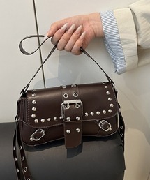 【26年春夏新作】スタッズデザイン アイレットベルトショルダーバッグ