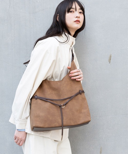 RAGEBLUE（レイジブルー）の「2WAY/バイカラートートバッグ（トートバッグ・レディース・キャメル/ダークグレー・FREE）」の8枚目の写真