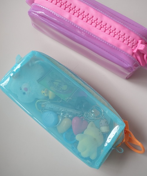 Jelly moo（ジェリームー）の「【 Jelly moo / ジェリームー 】 ビッグジップ クリア カラーペンケース（ポーチ・レディース・ライトピンク/ピンク/パープル/オレンジ/ブルー・FREE）」の9枚目の写真