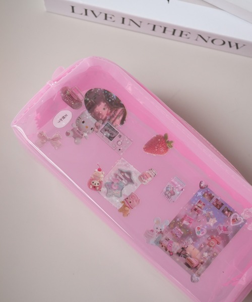 Jelly moo（ジェリームー）の「【 Jelly moo / ジェリームー 】 ビッグジップ クリア カラーペンケース（ポーチ・レディース・ライトピンク/ピンク/パープル/オレンジ/ブルー・FREE）」の22枚目の写真