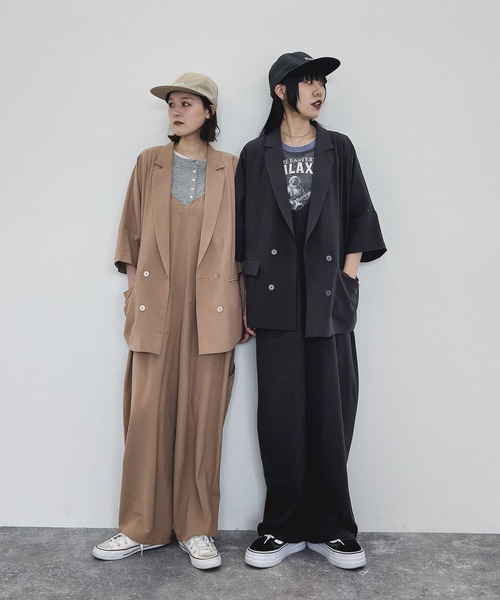 niko and...（ニコアンド）の「[MODE NORM CORE] ジョーゼットルーズサロペ（サロペット/オーバーオール・レディース・キャメル/グレー/ブラック・LARGE/MEDIUM）」の18枚目の写真