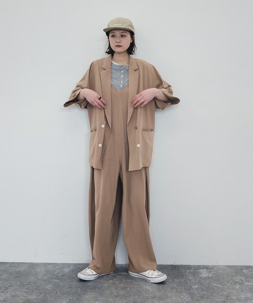 niko and...（ニコアンド）の「[MODE NORM CORE] ジョーゼットルーズサロペ（サロペット/オーバーオール・レディース・キャメル/グレー/ブラック・LARGE/MEDIUM）」の19枚目の写真