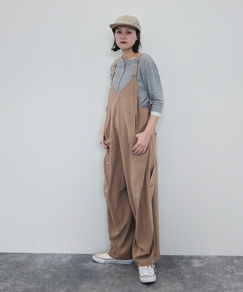 niko and...（ニコアンド）の「[MODE NORM CORE] ジョーゼットルーズサロペ（サロペット/オーバーオール・レディース・キャメル/グレー/ブラック・LARGE/MEDIUM）」の20枚目の写真