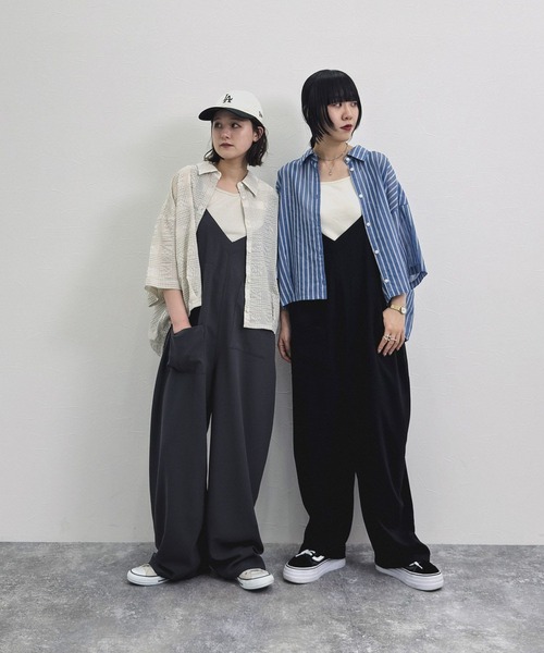 niko and...（ニコアンド）の「[MODE NORM CORE] ジョーゼットルーズサロペ（サロペット/オーバーオール・レディース・キャメル/グレー/ブラック・LARGE/MEDIUM）」の10枚目の写真