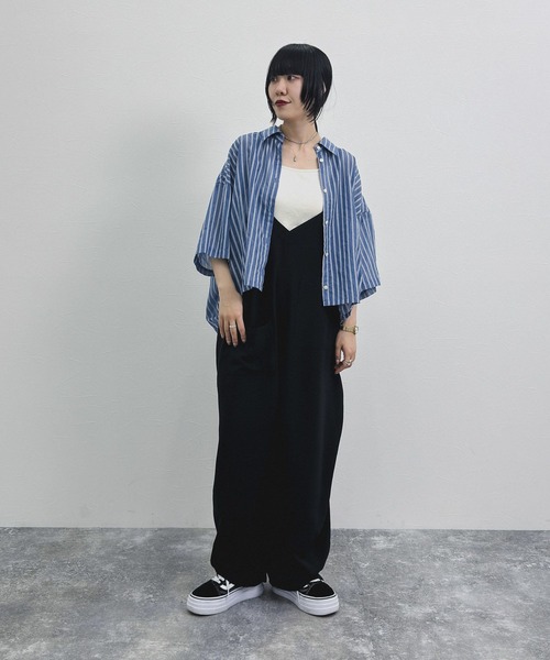 niko and...（ニコアンド）の「[MODE NORM CORE] ジョーゼットルーズサロペ（サロペット/オーバーオール・レディース・キャメル/グレー/ブラック・LARGE/MEDIUM）」の7枚目の写真