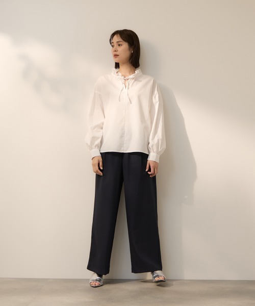 ketty(ケティ)の「ハイカウントタイプライターフリルネックブラウス(シャツ/ブラウス・レディース・オフホワイト/サックスブルー/イエロー/ネイビー・M)」の19枚目の写真