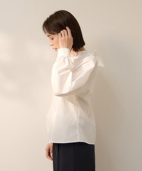 ketty(ケティ)の「ハイカウントタイプライターフリルネックブラウス(シャツ/ブラウス・レディース・オフホワイト/サックスブルー/イエロー/ネイビー・M)」の17枚目の写真