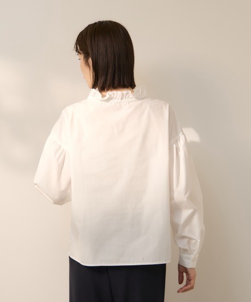 ketty(ケティ)の「ハイカウントタイプライターフリルネックブラウス(シャツ/ブラウス・レディース・オフホワイト/サックスブルー/イエロー/ネイビー・M)」の18枚目の写真