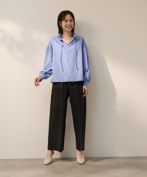 ketty(ケティ)の「ハイカウントタイプライターフリルネックブラウス(シャツ/ブラウス・レディース・オフホワイト/サックスブルー/イエロー/ネイビー・M)」の22枚目の写真