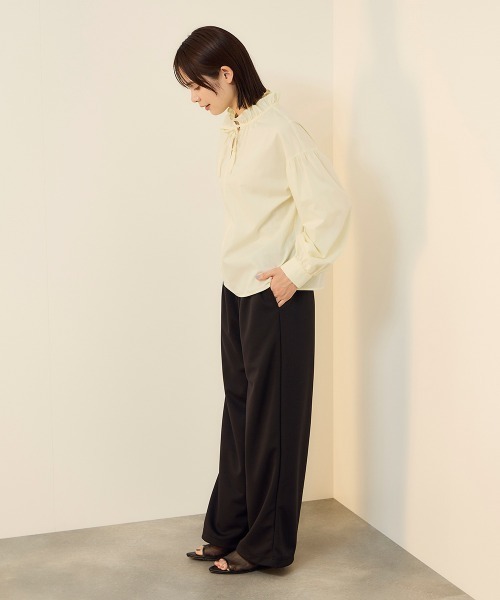 ketty(ケティ)の「ハイカウントタイプライターフリルネックブラウス(シャツ/ブラウス・レディース・オフホワイト/サックスブルー/イエロー/ネイビー・M)」の13枚目の写真