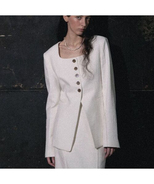 Summer Tweed Jacket, Ivory（テーラードジャケット）｜KUME（クメ）の 