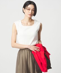green label relaxing（グリーンレーベルリラクシング）の「ブライトリブ デコルテ フレンチスリーブ プルオーバー カットソー（Tシャツ/カットソー）」