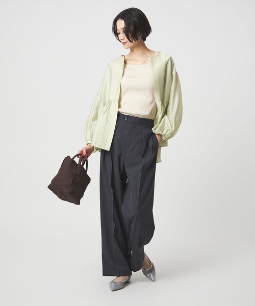 green label relaxing（グリーンレーベルリラクシング）の「ブライトリブ デコルテ フレンチスリーブ プルオーバー カットソー（Tシャツ/カットソー・レディース・オフホワイト/ブラック/その他1/ナチュラル/ライトブルー・FREE）」の8枚目の写真