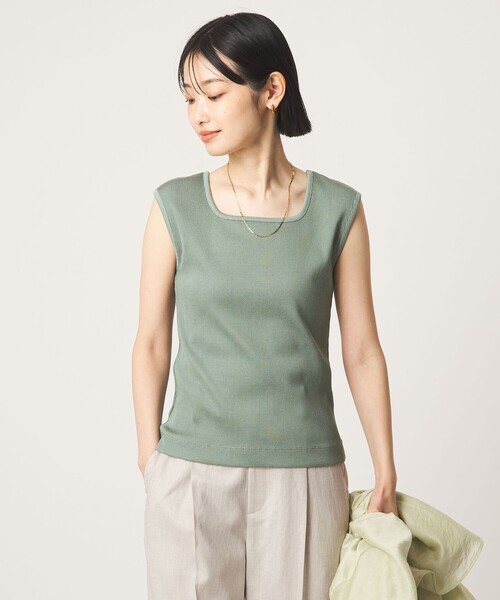green label relaxing（グリーンレーベルリラクシング）の「ブライトリブ デコルテ フレンチスリーブ プルオーバー カットソー（Tシャツ/カットソー・レディース・オフホワイト/ブラック/その他1/ナチュラル/ライトブルー・FREE）」の15枚目の写真