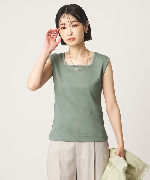 green label relaxing（グリーンレーベルリラクシング）の「ブライトリブ デコルテ フレンチスリーブ プルオーバー カットソー（Tシャツ/カットソー・レディース・オフホワイト/ブラック/その他1/ナチュラル/ライトブルー・FREE）」の16枚目の写真