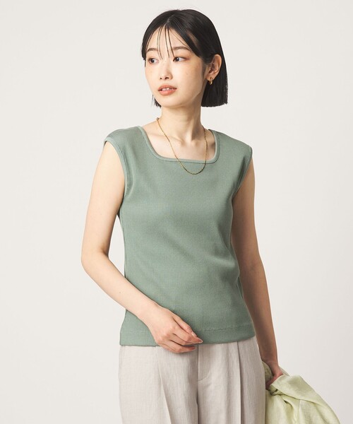 green label relaxing（グリーンレーベルリラクシング）の「ブライトリブ デコルテ フレンチスリーブ プルオーバー カットソー（Tシャツ/カットソー・レディース・オフホワイト/ブラック/その他1/ナチュラル/ライトブルー・FREE）」の17枚目の写真