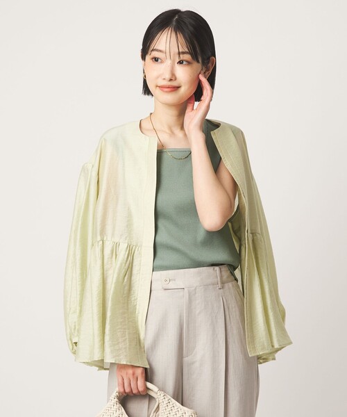 green label relaxing（グリーンレーベルリラクシング）の「ブライトリブ デコルテ フレンチスリーブ プルオーバー カットソー（Tシャツ/カットソー・レディース・オフホワイト/ブラック/その他1/ナチュラル/ライトブルー・FREE）」の18枚目の写真