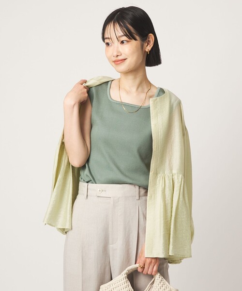 green label relaxing（グリーンレーベルリラクシング）の「ブライトリブ デコルテ フレンチスリーブ プルオーバー カットソー（Tシャツ/カットソー・レディース・オフホワイト/ブラック/その他1/ナチュラル/ライトブルー・FREE）」の19枚目の写真