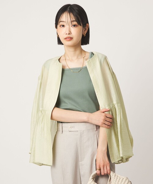 green label relaxing(グリーンレーベルリラクシング)の「ブライトリブ デコルテ フレンチスリーブ プルオーバー カットソー(Tシャツ/カットソー・レディース・オフホワイト/ブラック/その他1/ナチュラル/ライトブルー/ライム/ダークブラウン・FREE)」の22枚目の写真