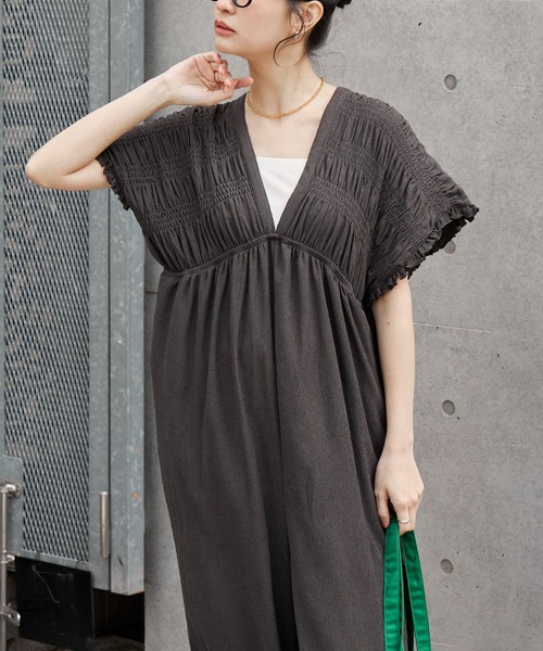 サロペット・オーバーオール・オールインワン MARTE 80s Polyester LamePrint All-in-one 試着対象】atelier SOMETHING LACE UP SALOPETTE/レースアップ