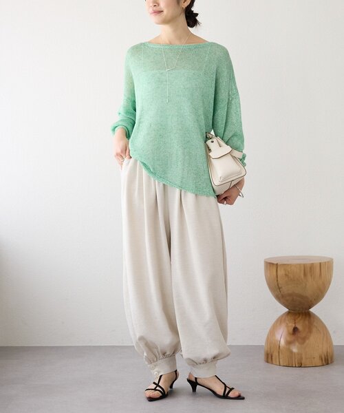 RIVE DROITE(リヴドロワ)の「予約【鮮度抜群/防シワ性/紫外線防止】リネンライクアラジンパンツ(その他パンツ・レディース・ブラック/サンドベージュ・36/38)」の18枚目の写真