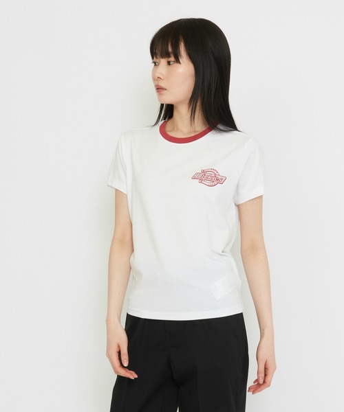 Dickies(ディッキーズ)の「Dickies/ディッキーズ プレーンビル リンガーTシャツ/ワンポイントTシャツ 半袖(Tシャツ/カットソー・レディース・ブルー/ホワイト・SMALL/X-SMALL/MEDIUM)」の2枚目の写真