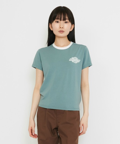 Dickies(ディッキーズ)の「Dickies/ディッキーズ プレーンビル リンガーTシャツ/ワンポイントTシャツ 半袖(Tシャツ/カットソー・レディース・ブルー/ホワイト・SMALL/X-SMALL/MEDIUM)」の1枚目の写真