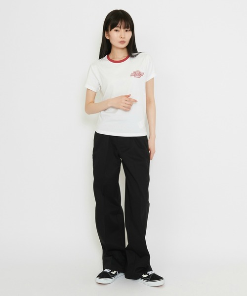 Dickies(ディッキーズ)の「Dickies/ディッキーズ プレーンビル リンガーTシャツ/ワンポイントTシャツ 半袖(Tシャツ/カットソー・レディース・ブルー/ホワイト・SMALL/X-SMALL/MEDIUM)」の3枚目の写真