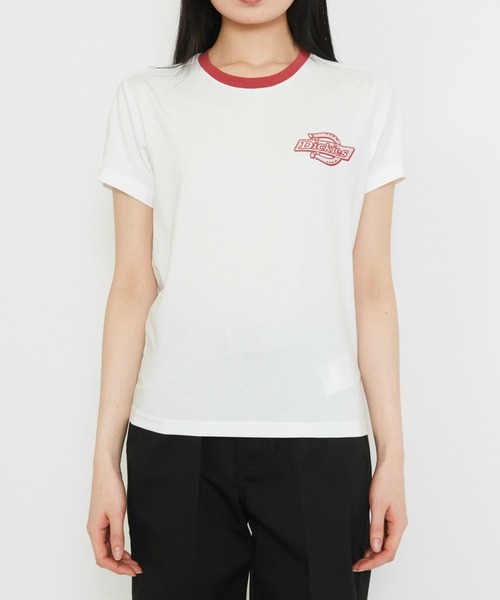 Dickies(ディッキーズ)の「Dickies/ディッキーズ プレーンビル リンガーTシャツ/ワンポイントTシャツ 半袖(Tシャツ/カットソー・レディース・ブルー/ホワイト・SMALL/X-SMALL/MEDIUM)」の5枚目の写真
