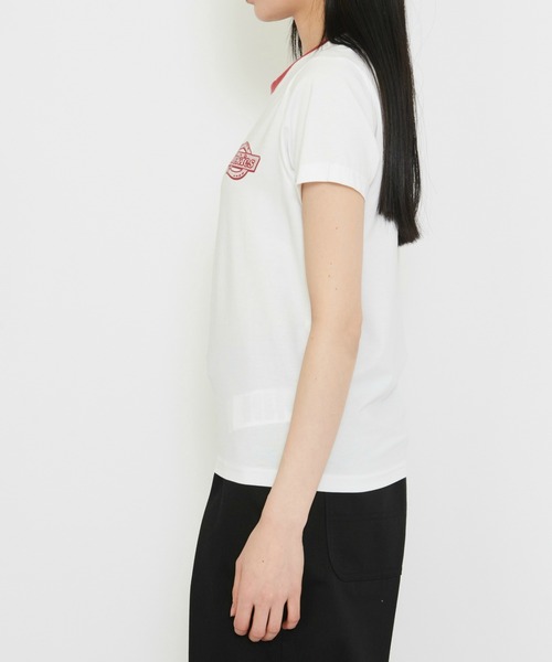 Dickies(ディッキーズ)の「Dickies/ディッキーズ プレーンビル リンガーTシャツ/ワンポイントTシャツ 半袖(Tシャツ/カットソー・レディース・ブルー/ホワイト・SMALL/X-SMALL/MEDIUM)」の6枚目の写真