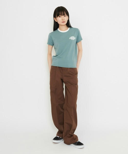 Dickies(ディッキーズ)の「Dickies/ディッキーズ プレーンビル リンガーTシャツ/ワンポイントTシャツ 半袖(Tシャツ/カットソー・レディース・ブルー/ホワイト・SMALL/X-SMALL/MEDIUM)」の16枚目の写真