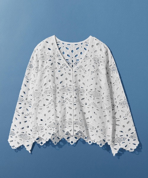 LEPSIM(レプシィム)の「総レースVブラウス 634339(シャツ/ブラウス・レディース・オフホワイト・FREE)」の1枚目の写真