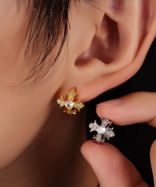 MASHIRO(マシロ)の「【MASHIRO】クロスアクリルストーンリングペアピアス ユニセックス(MA/EK553)(ピアス(両耳用)・レディース・シルバー/ゴールド・FREE)」の5枚目の写真