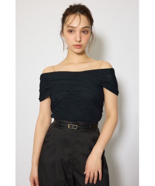 rienda(リエンダ)の「フロントクロスチュールカットトップス 春服 夏服(Tシャツ/カットソー・レディース・ブラック/ライトブルー/ライトイエロー・FREE)」の4枚目の写真