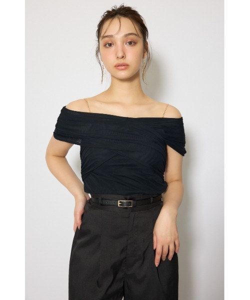 rienda(リエンダ)の「フロントクロスチュールカットトップス 春服 夏服(Tシャツ/カットソー・レディース・ブラック/ライトブルー/ライトイエロー・FREE)」の7枚目の写真