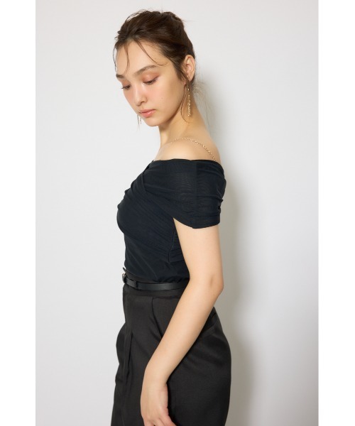 rienda(リエンダ)の「フロントクロスチュールカットトップス 春服 夏服(Tシャツ/カットソー・レディース・ブラック/ライトブルー/ライトイエロー・FREE)」の8枚目の写真