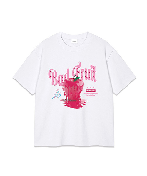 RANDOMOFF(ランダムオフ)の「BAD FRUIT DOT OVER FIT T-SHIRT (3color)(Tシャツ/カットソー・レディース・ホワイト/ブラック/ネイビー・SMALL/MEDIUM/LARGE/X-LARGE)」の2枚目の写真