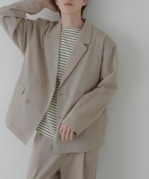 SENSE OF PLACE by URBAN RESEARCH（センスオブプレイスバイアーバンリサーチ）の「『イージーケア/速乾』リネンライクダブルテーラードジャケット（テーラードジャケット・メンズ・ブラック/チャコールグレー/ライトベージュ・MEDIUM/LARGE）」の3枚目の写真