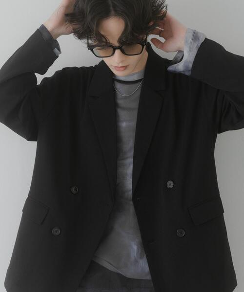 SENSE OF PLACE by URBAN RESEARCH（センスオブプレイスバイアーバンリサーチ）の「『イージーケア/速乾』リネンライクダブルテーラードジャケット（テーラードジャケット・メンズ・ブラック/チャコールグレー/ライトベージュ・MEDIUM/LARGE）」の4枚目の写真