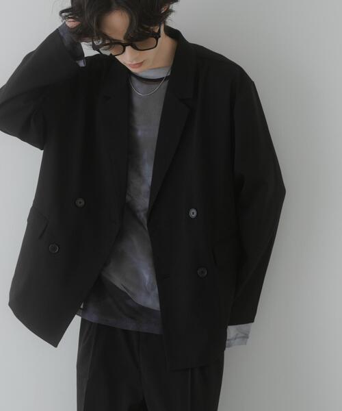SENSE OF PLACE by URBAN RESEARCH（センスオブプレイスバイアーバンリサーチ）の「『イージーケア/速乾』リネンライクダブルテーラードジャケット（テーラードジャケット・メンズ・ブラック/チャコールグレー/ライトベージュ・MEDIUM/LARGE）」の5枚目の写真