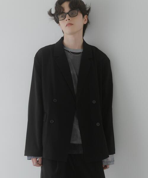 SENSE OF PLACE by URBAN RESEARCH（センスオブプレイスバイアーバンリサーチ）の「『イージーケア/速乾』リネンライクダブルテーラードジャケット（テーラードジャケット・メンズ・ブラック/チャコールグレー/ライトベージュ・MEDIUM/LARGE）」の7枚目の写真